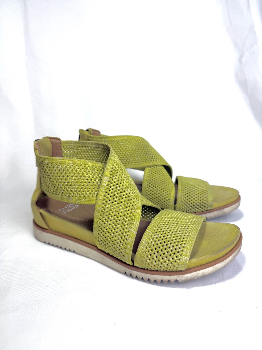 Eileen Fisher Kitts Yellow Green Leather Sandals Women’s Maximum Comfort Size 6